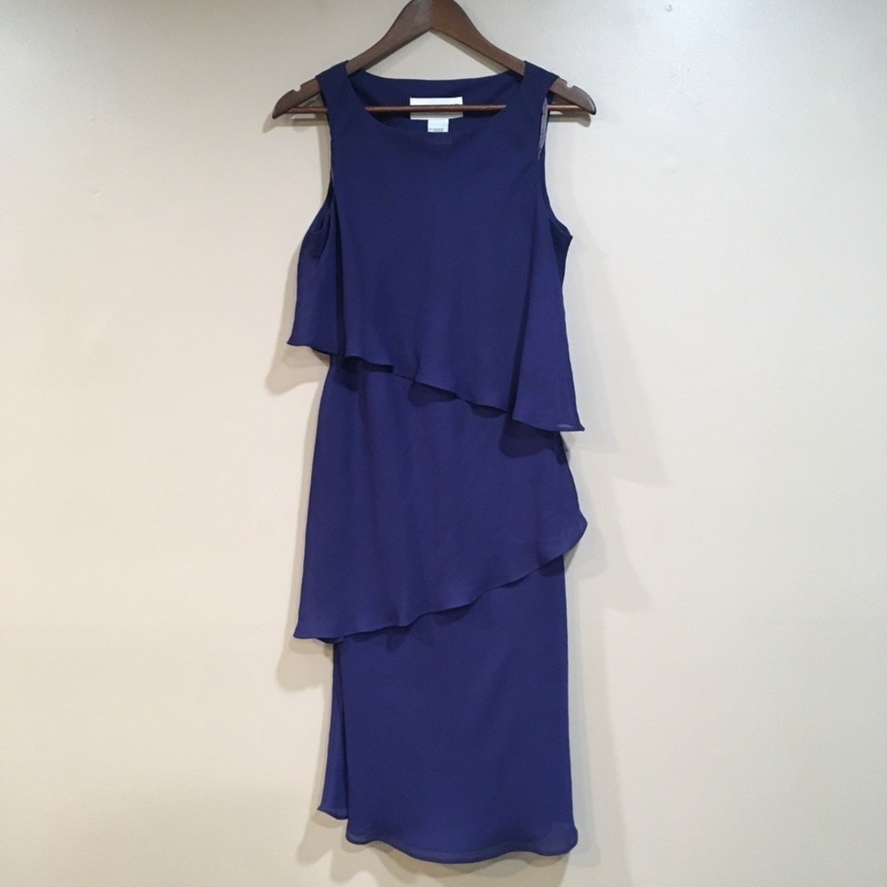 Sleeveless Layered Purple Midi Dress Hemmed